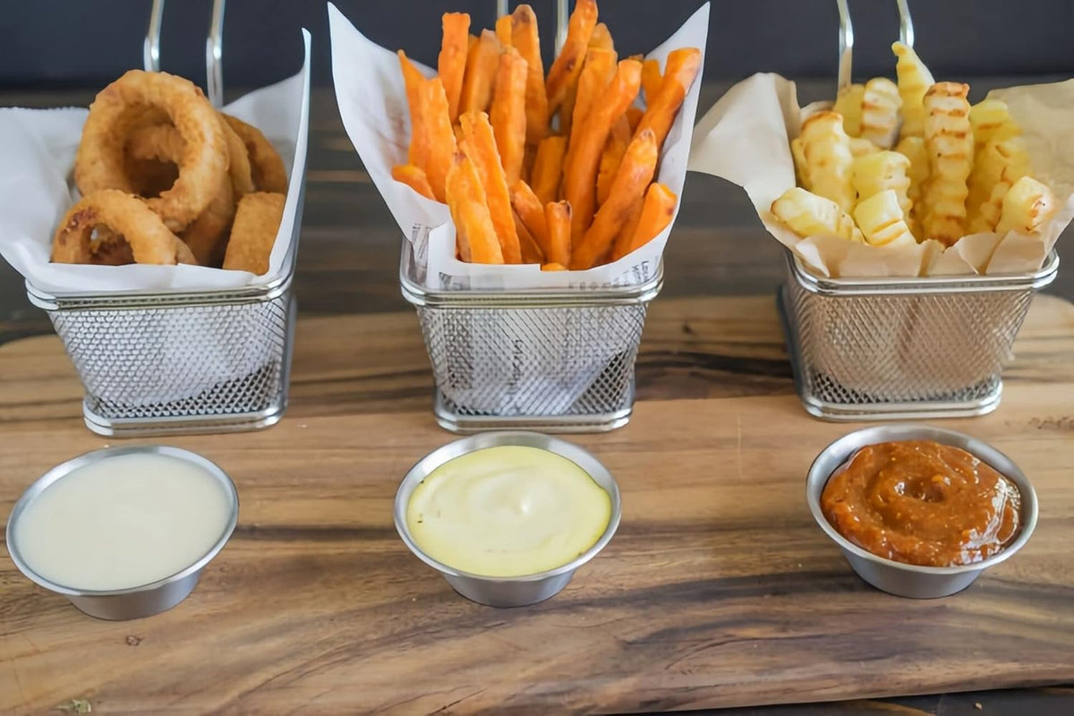 Stainless Steel Mini Square Fry Basket French Fries Holder, Fried Food Table Serving (Small 4inch)