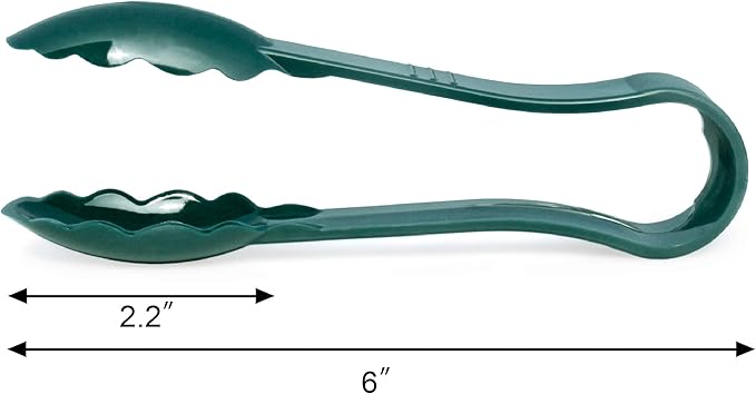 New Star Foodservice 35711 Utility Tong, High Heat Plastic, Scalloped, 6 inch, Set of 12, Green