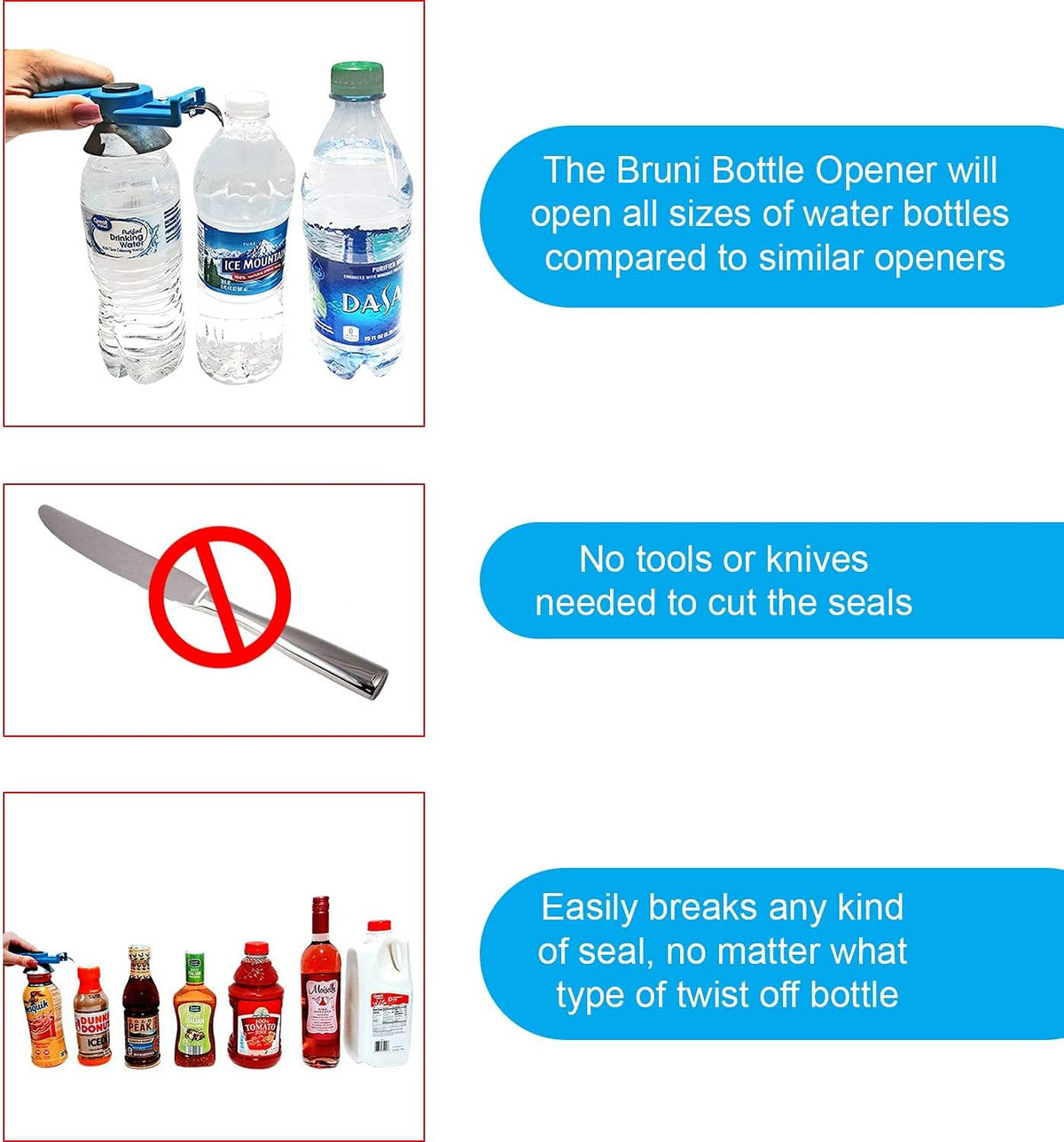 Bruni Multifunction Bottle Opener – Medicine Safety Cap Can Bottle Opener Easy to Use for Children, Weak Hands, Elderly and Arthritis Sufferers (BBO)