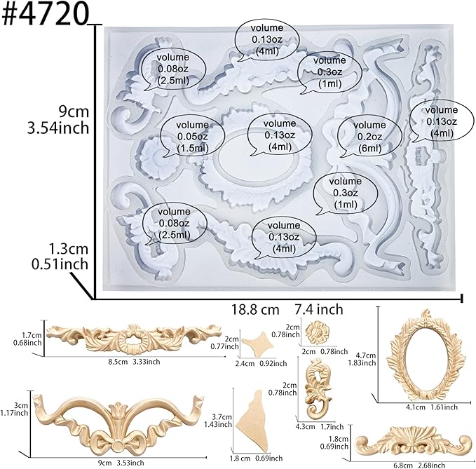 Art Mold for Polyclay Air Dry Clay Plaster, Wreath and Frame