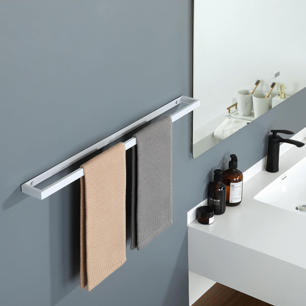 Alise Bath Towel Bar,Towel Holder Towel Rack Towel Hanger for Bathroom Lavatory Wall Mount,28 Inch SUS304 Stainless Steel Towel Rail,White Finish,GJF070-W