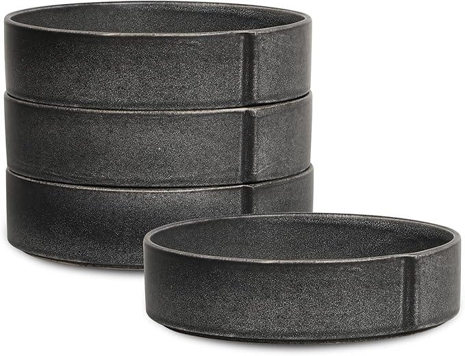 Stone Lain Bao 4-Piece Pasta Bowl Set Stoneware, Charcoal