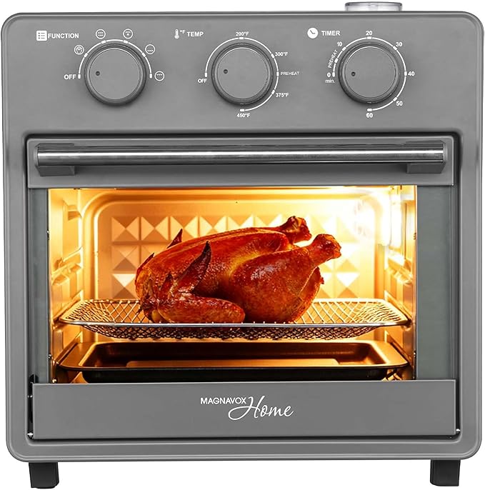 Magnavox Home, 16.5 qt Air Fryer Oven, With Steam Infusion, Black