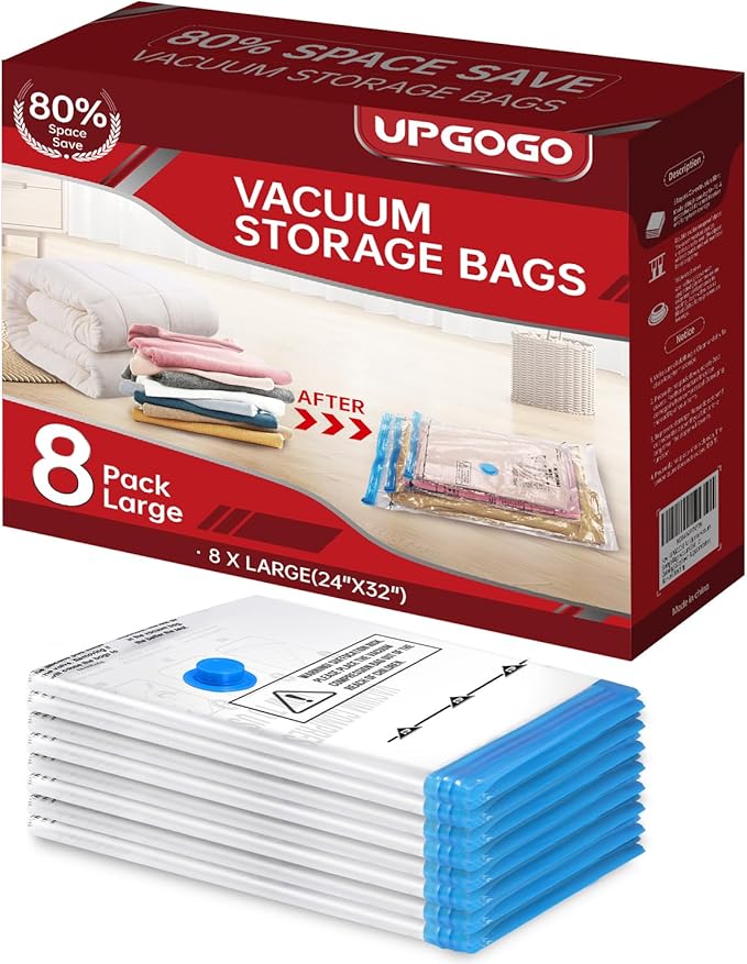 8 Pack Large Vacuum Storage Bags,Vacuum Seal Bags for Clothing,Space Saver Bags,Vacuum Travel Bags for Luggage