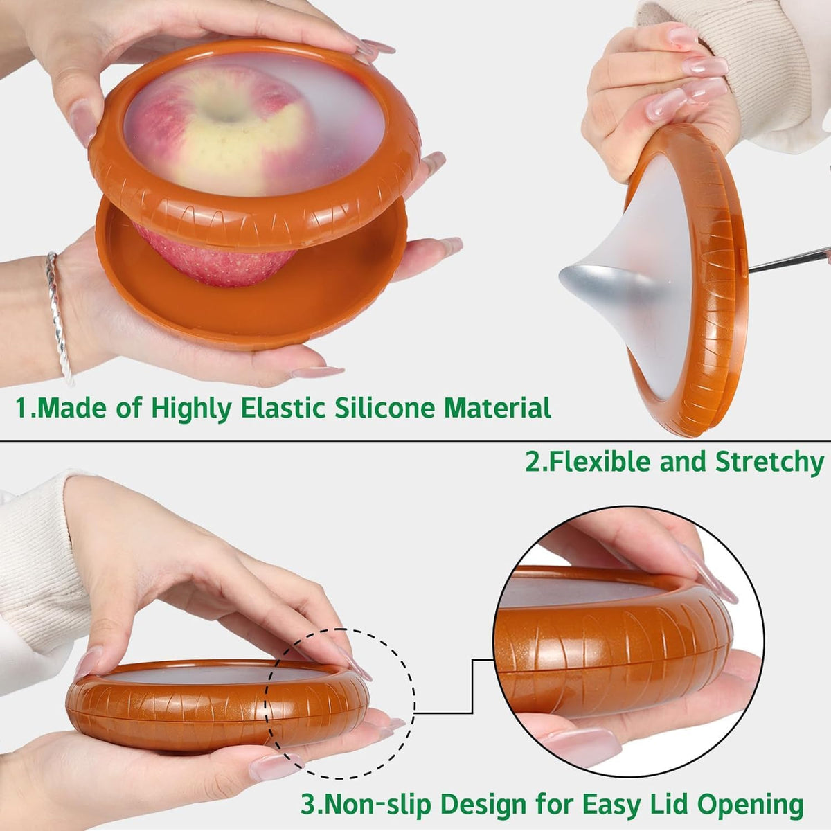 Avocado Saver and Tomato Holder - Set of 4 Reusable Storage Containers for Fridge - Ideal for Garlic, Onions, Lemons, and Potatoes