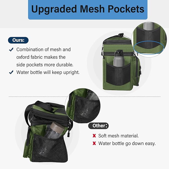 Lunch Box Cooler Bag - Insulated Tactical Lunchbox for Men - Large Lunch Pail for Adults Work Outdoor Shifts Trips Army Green 16L