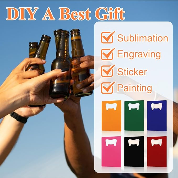 QTLCOHD 60 Pieces Credit Card Bottle Opener Stainless Steel Bottle Opener Bulk Metal Card Size Beer Bottle Openers for Wallet Pocket Wedding Party Favor (Mixed Color)