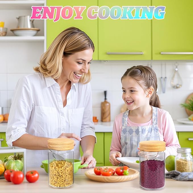 Small Glass Jars with Airtight Lid Seasoning Containers Glass Spice Jar Food Pantry Storage Containers for Kitchen Sugar Tea Coffee Bean Nuts Cookies Herbs Salt (23oz(700ml)*2pack)