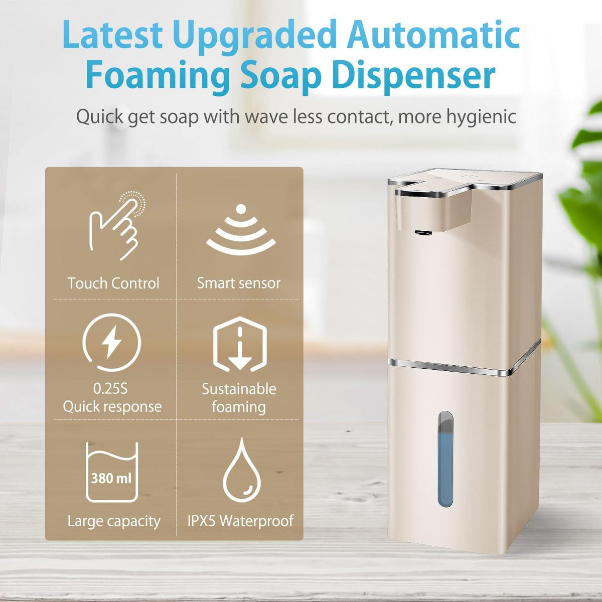 Automatic Soap Dispenser Touchless Foaming Soap Dispenser 300ml/12.8oz Rechargeable, Wall Mounted 4 Levels Adjustable Foam Soap Pump for Bathroom Kitchen Dish Soap