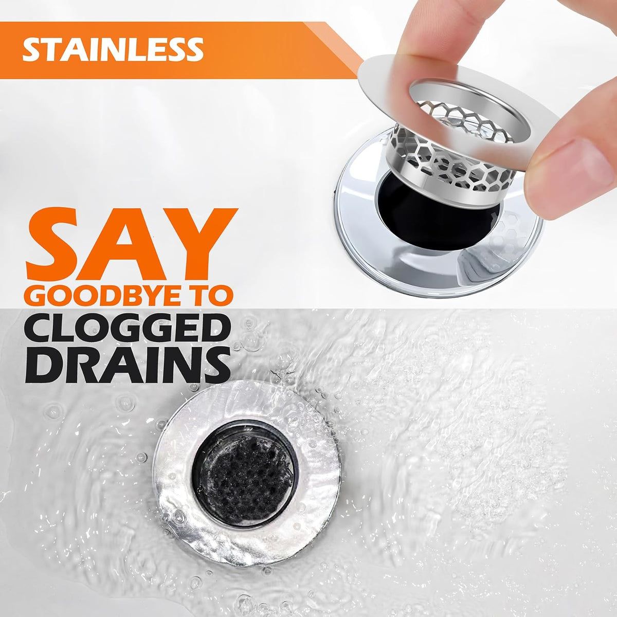 Bathroom Sink Strainer, Bathtub Lavatory Sink Drain Strainer Hair Catcher for Laundry, Mop Pool, Utility, Slop, RV Sink。Fit Hole Size from1.4~1.5",3 Pack(Product SIZE1.3inch)