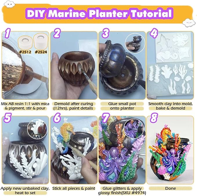 Mermaid and Sea Creatures Clay Molds for Crafts