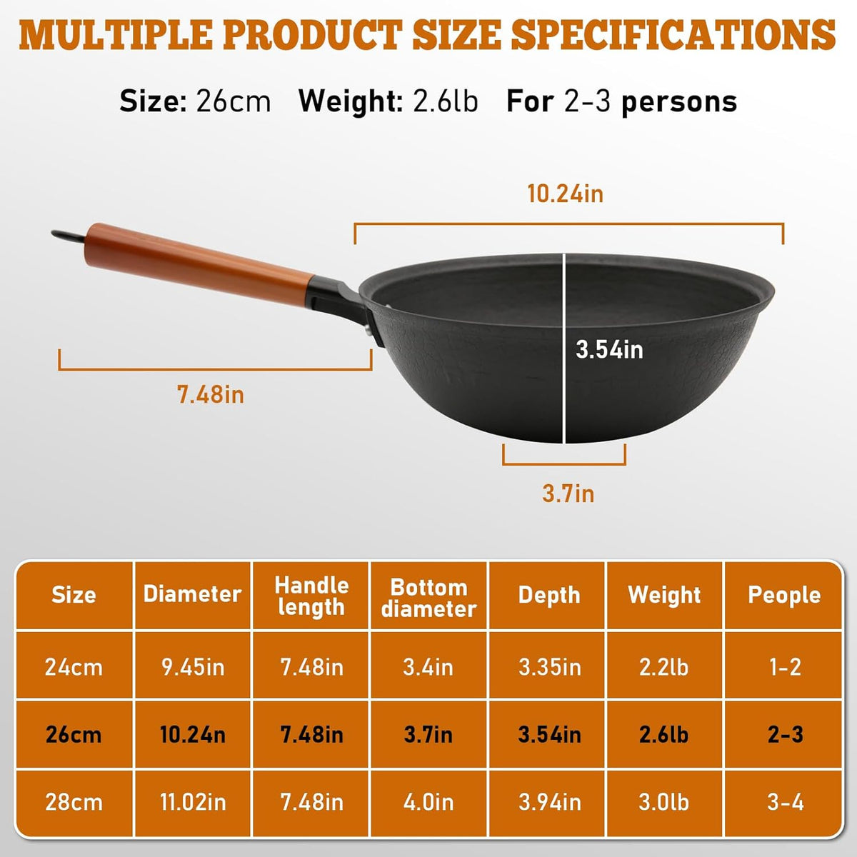 Nonstick Frying Wok Pan Hybrid, 10 Inch Preseasoned Deep Stir Fry Pan Skillet with Glass Lid, Traditional Chinese Cast Iron Wok, No Coated Saucepan for Induction, Electric, Gas, Grill Stoves