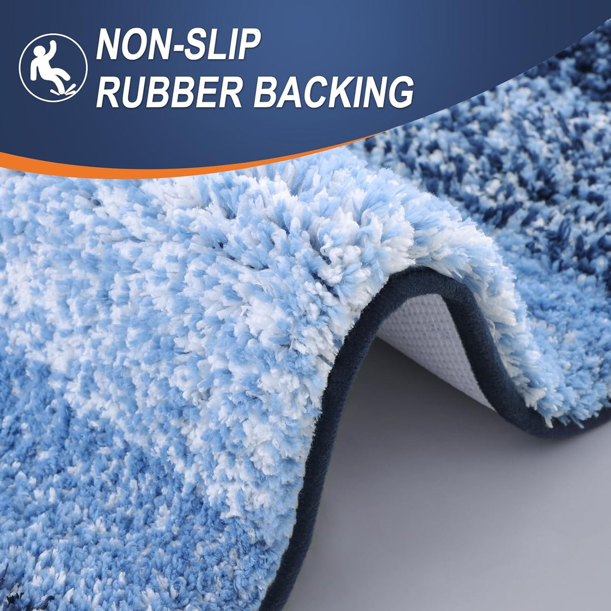 OLANLY Bathroom Runner Rugs 47x24, Extra Soft Absorbent Microfiber Bath Rugs, Rubber Backing, Quick Dry, Machine Washable Bath Mats for Bathroom Floor, Tub and Shower, Home Decor Accessories, Navy