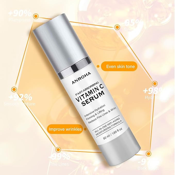 Vitamin C Serum for Women over 70, Vitamin C Serum for Mature Skin Face Hydrates, Firms, Lifts, Targets Age Marks, Wrinkles and Smoothes Skin Texture 1.69 fl oz