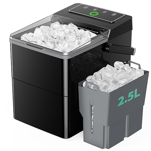 Totnz Boost Ice Maker with 2.5L Expanding Ice Basket & 1.8L Water Tank, 9 Bullet Ice Cubes in 6 Mins, Ice Maker Countertop with LED Touch Control Self-Cleaning, Ice Machine 2 Ice Sizes