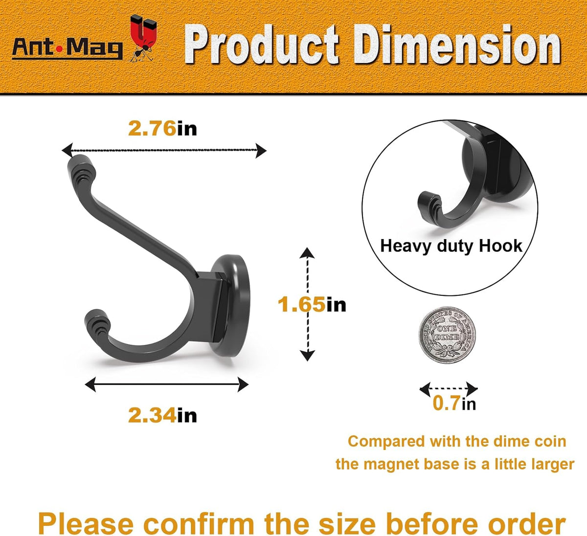Ant Mag Magnetic Hooks Heavy Duty 140lbs Neodymium Magnet Wall Hooks for Hanging Coats Robes Backpacks Bags Hats Keys Mugs Cups Towels