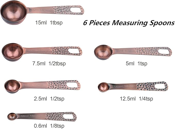 Copper Measuring Cups and Spoons Set 13, Stainless Steel Measuring Cups and Spoons Set for Baking and Kitchen, Metal Metric & US Measuring Set