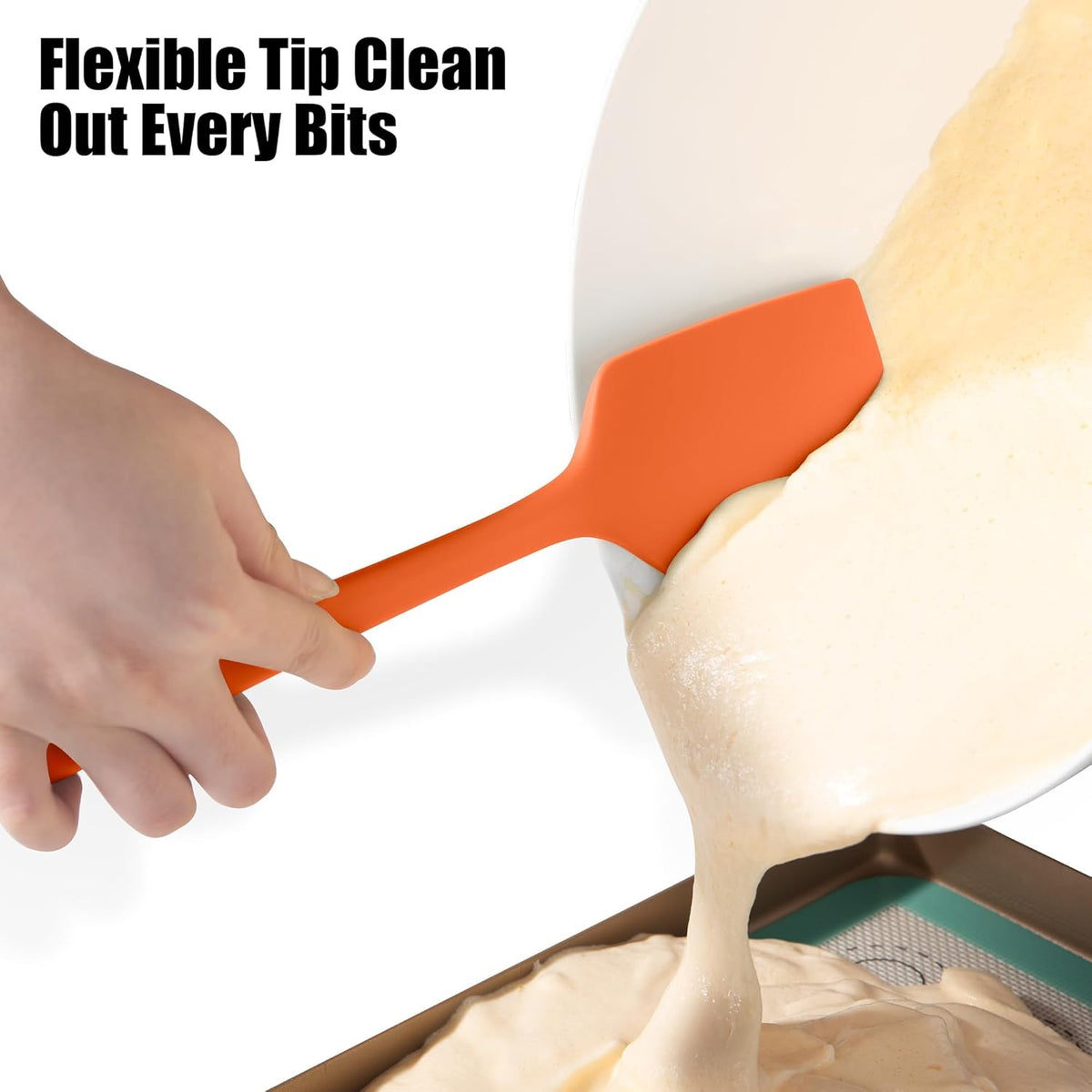 4-Piece Silicone Spatula Scrapers: Doosu 600°F Heat Resistant Food Grade Kitchen BPA Free Rubber Baking Cooking Tool Nonstick Utensil Set for Mixing, Scraping, Folding, Stirring, Serving (Multi-5)