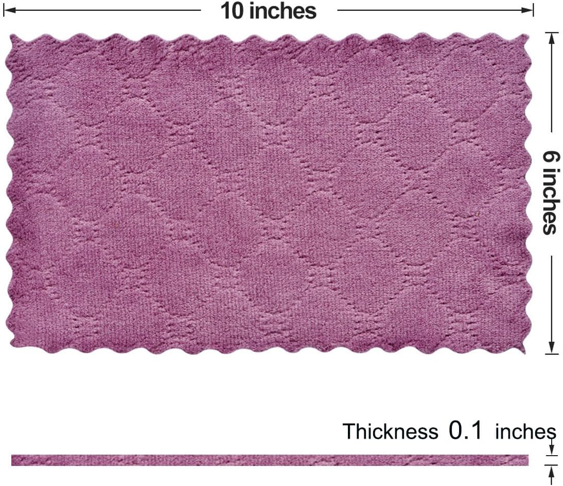 12PCS Kitchen Towels Dish Towels, Multipurpose Reusable Dish Cloths, Double-Sided Microfiber Cleaning Rags for Furniture, Car, Tea, Bowl, 10x 6 inch