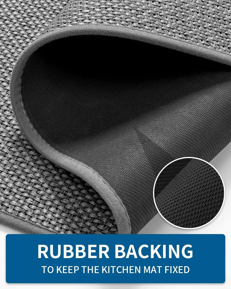 Kitchen Rugs and Mats Non Skid Washable, Absorbent Runner Rugs for Kitchen, Front of Sink, Kitchen Mats for Floor (Dark Grey, 20"x70")