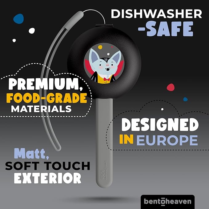 Bentoheaven Kids Travel Utensils with Case, Food-Grade Stainless Steel & BPA-Free Plastic, Travel Kid Cutlery Set, Dishwasher Safe Fork, Spoon & Case, Reusable Flatware, Silverware for Kids (Vampire)