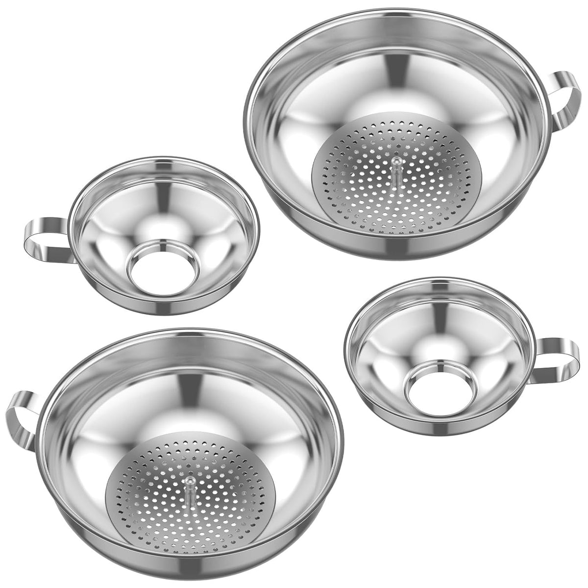 6 Pcs Canning Funnel with Strainer Stainless Steel Canning Multifunctional Wide Mouth Kitchen Stackable Mason Jar Funnel for Filling Bottles