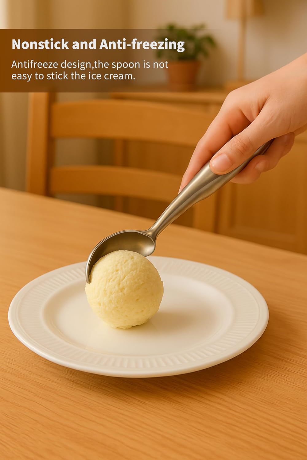 Stainless Steel Ice Cream Scoop - Ergonomic Handle Ice Cream Scooper Heavy Duty Ice Cream Scoops Best Rated - One-Piece Dishwasher Safe Icecream Scoop Stainless Steel
