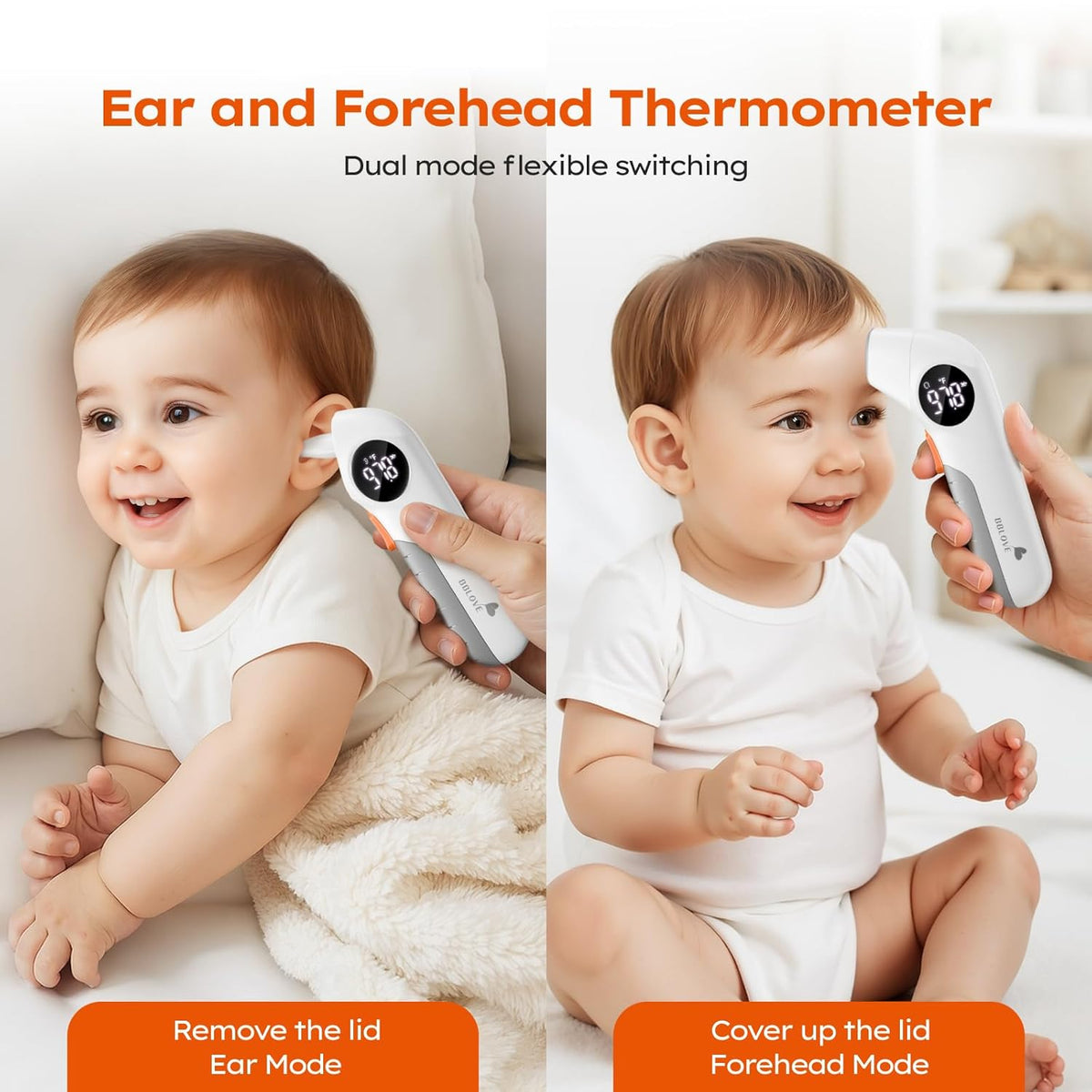 Baby Thermometer for Infants, No-Touch Forehead and Ear Thermometer with Fever Alarm, Fast Accuracy Digital Thermometer for Adults and Kids, 3 Age Modes, Object Modes