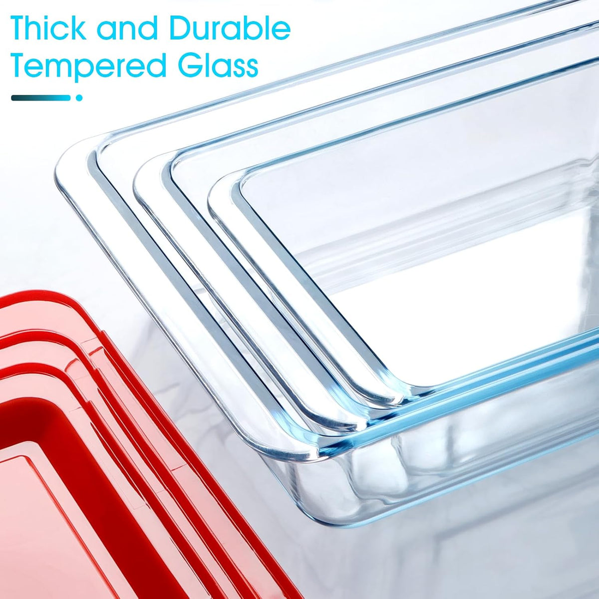 NUTRIUPS Deep Glass Baking Dish with Lids, 1.5+2.4+3.7Qt 3-Pack Deep Lasagne Dish for Oven, Rectangular Glass Bakeware