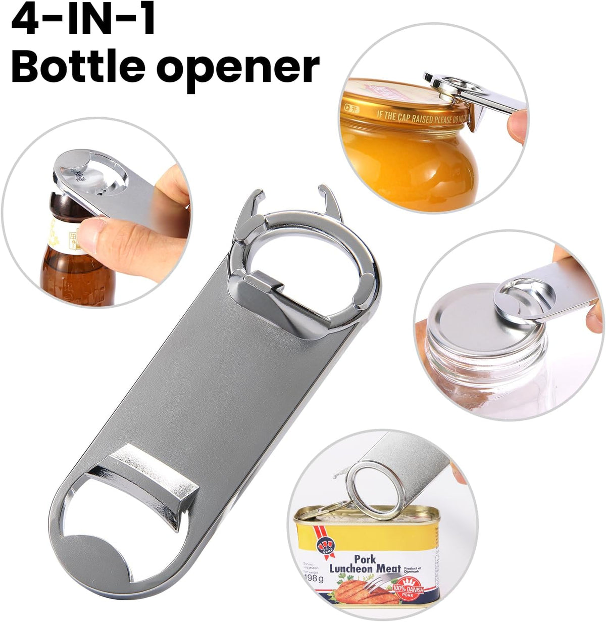 4 IN 1 Multi-Functional Jar Opener, Mason Jar Opener, Beer Bottle Opener, for Weak Hand & Seniors with Arthritis