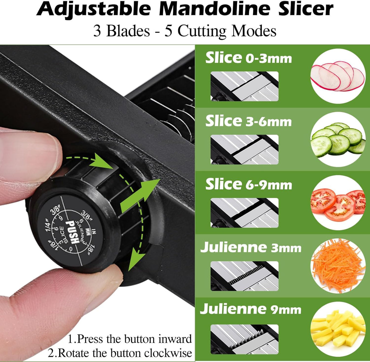 MASTERTOP Mandoline Slicer, 5 in 1 Mandoline Food Slicer for Kitchen,Stainless Steel Mini Vegetable Slicer with Safety Glove & Cleaning Brush,Adjustable Vegetable Chopper for Potatoes
