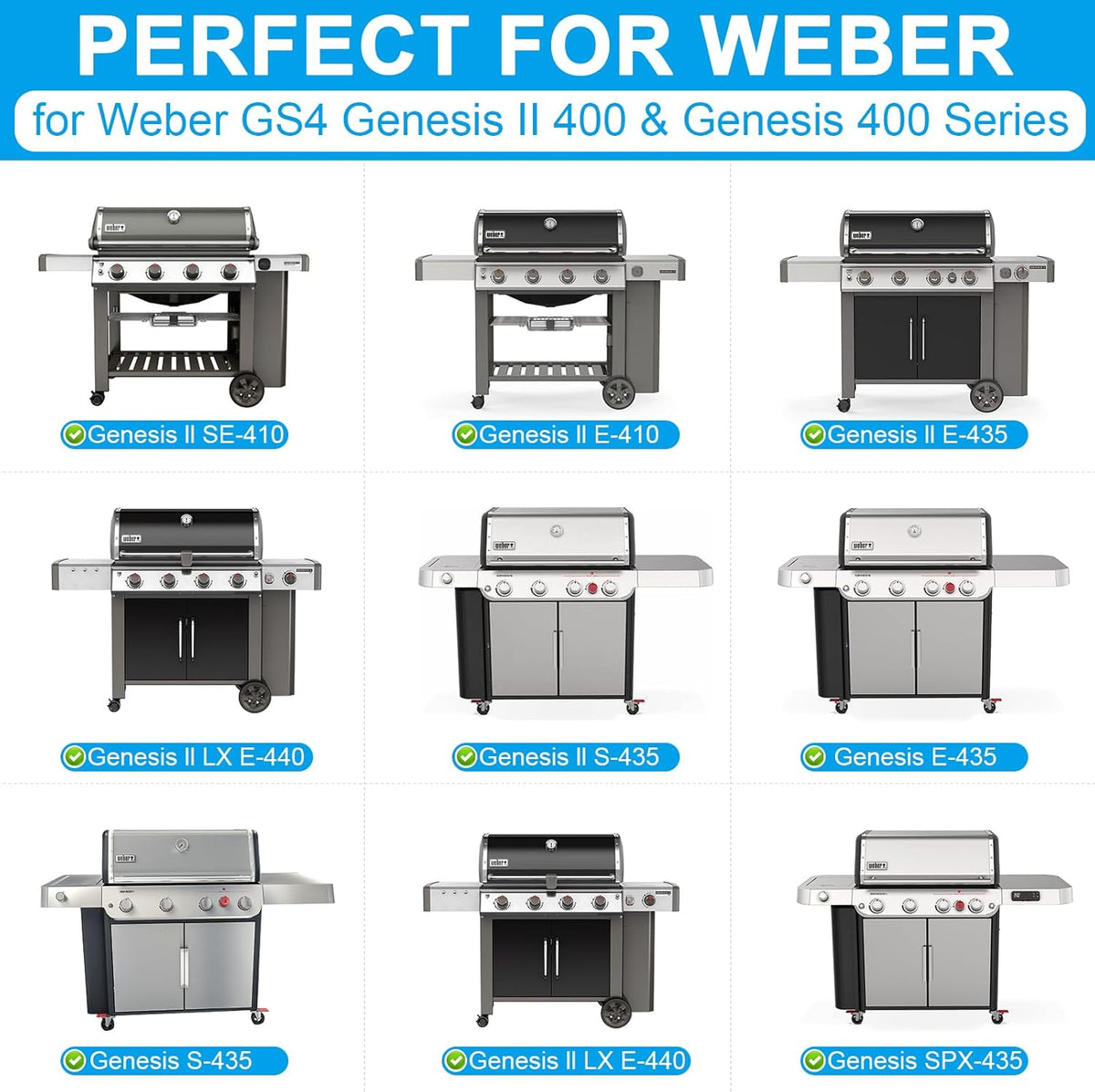 6789 Full-Size Griddle Inserts for Weber Genesis II 400 Series Gas Grills Flat Top Griddle with Handles for Weber Genesis II E-410 S-410 E-435 S-435 E-440 S-440 LX E/S-440