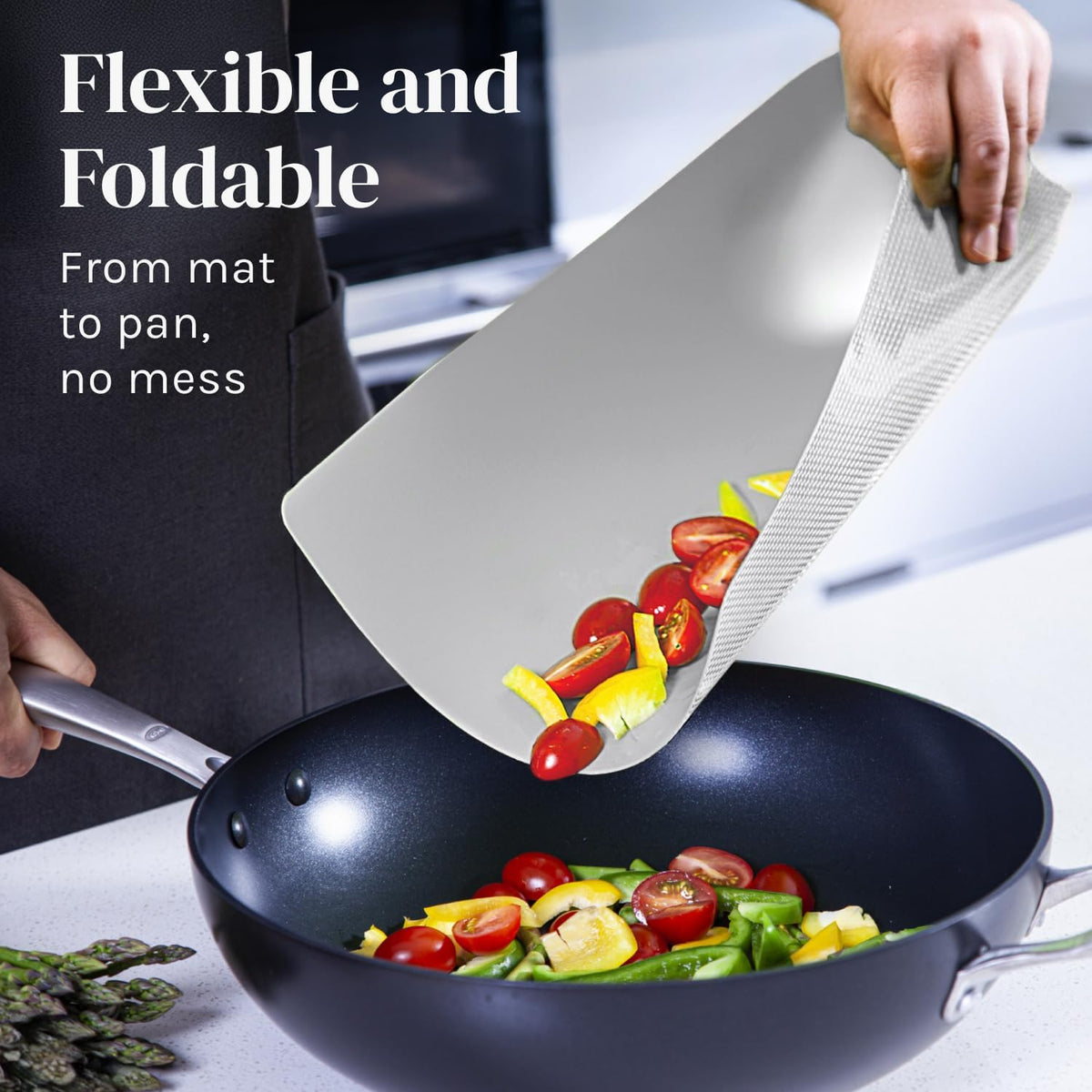 Extra Thick Flexible Plastic Cutting Board Mats with Food Icons & EZ-Grip Waffle Back, (Set of 6) Dishwasher Safe