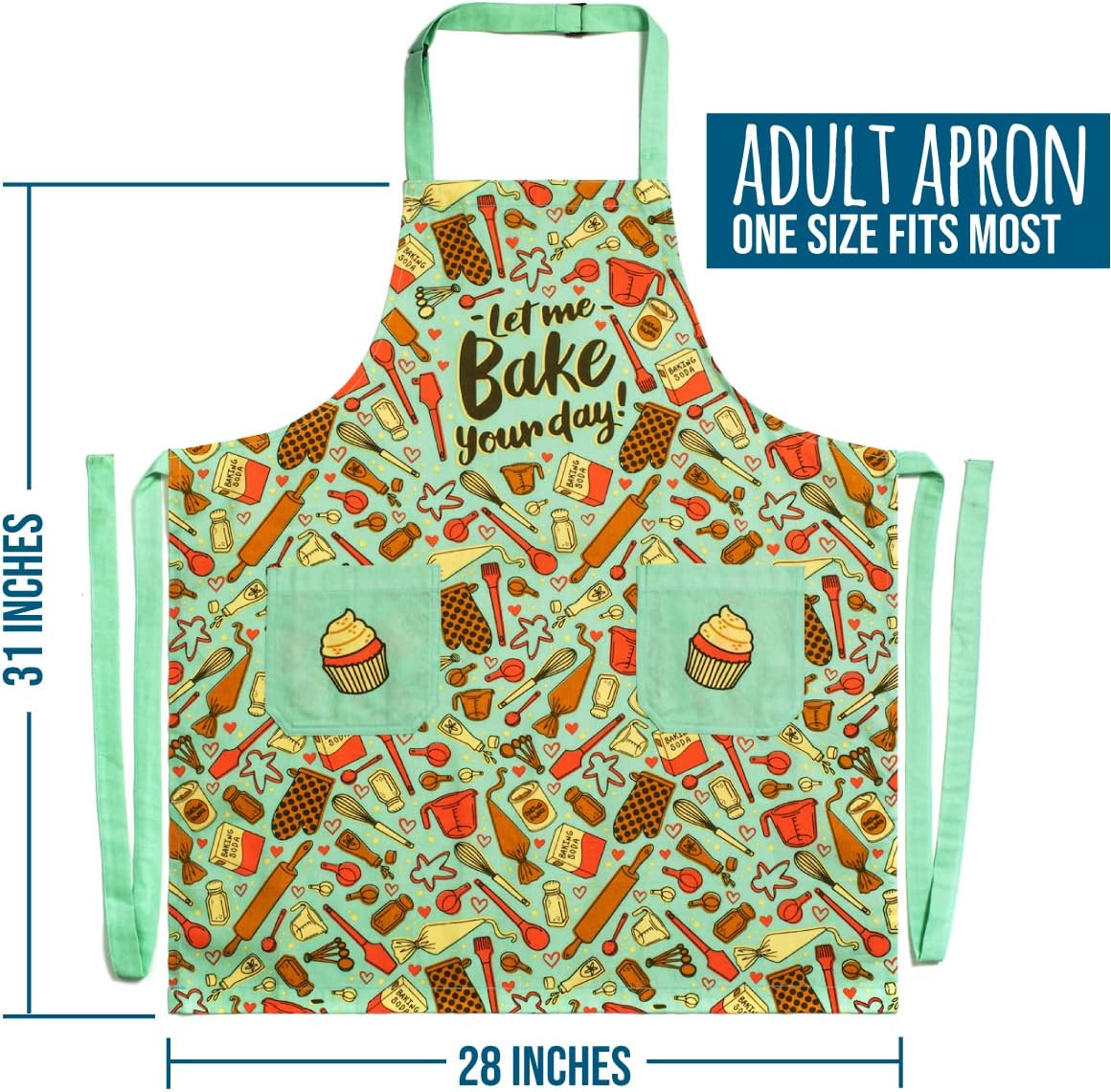 Lavley Christmas Baking Aprons - Funny kitchen gift for men, women and kids - 100% cotton adjustable apron for holiday bakers