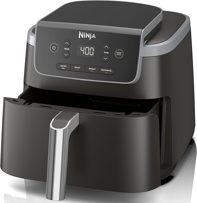 Ninja | Air Fryer | 4-in-1 Pro Air Fry, Roast, Reheat, Dehydrate | 5QT Capacity fits up to 4lbs of French Fries | 400F Max Temp | Nonstick Basket & Crisper Plate | 120V | Grey | AF141