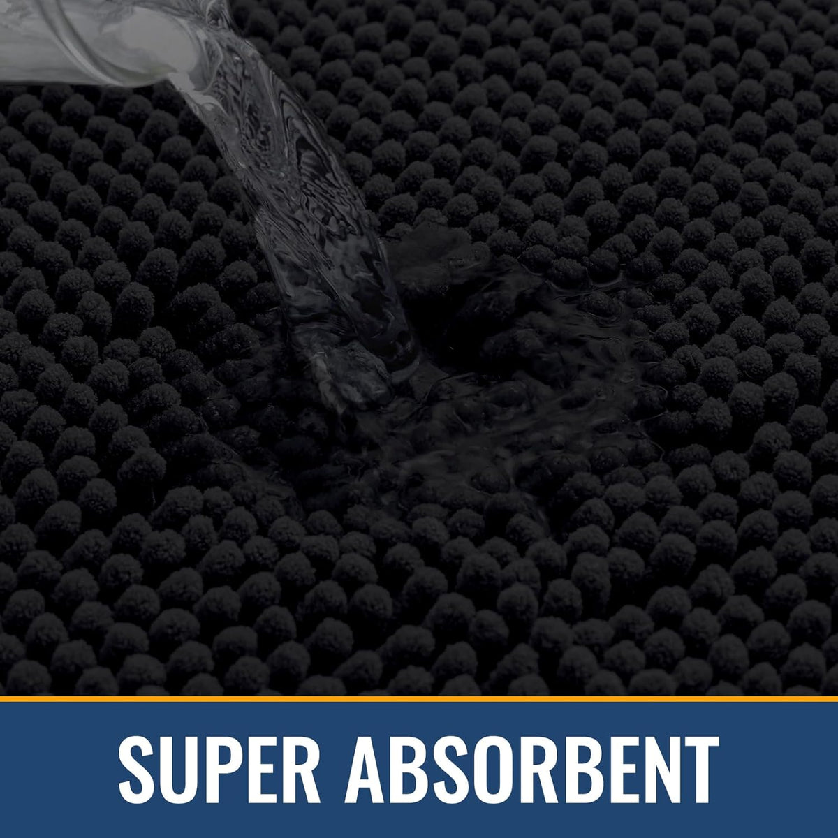 Arotive Bathroom Rugs 70x24, Extra Soft Absorbent Shaggy Chenille Bath Rugs, Machine Washable Rubber Backing Non-Slip Bath Mats for Bathroom Floor Tub and Shower, Home Decor Accessories, Black