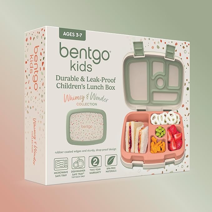 Bentgo Kids 5-Compartment Leak-Proof Bento-Style Lunch Box (Whimsy & Wonder Collection) - Ideal for Ages 3-7, Drop-Proof & Durable, Dishwasher Safe, & PFAS & BPA-Free Materials (Geo Speckle)