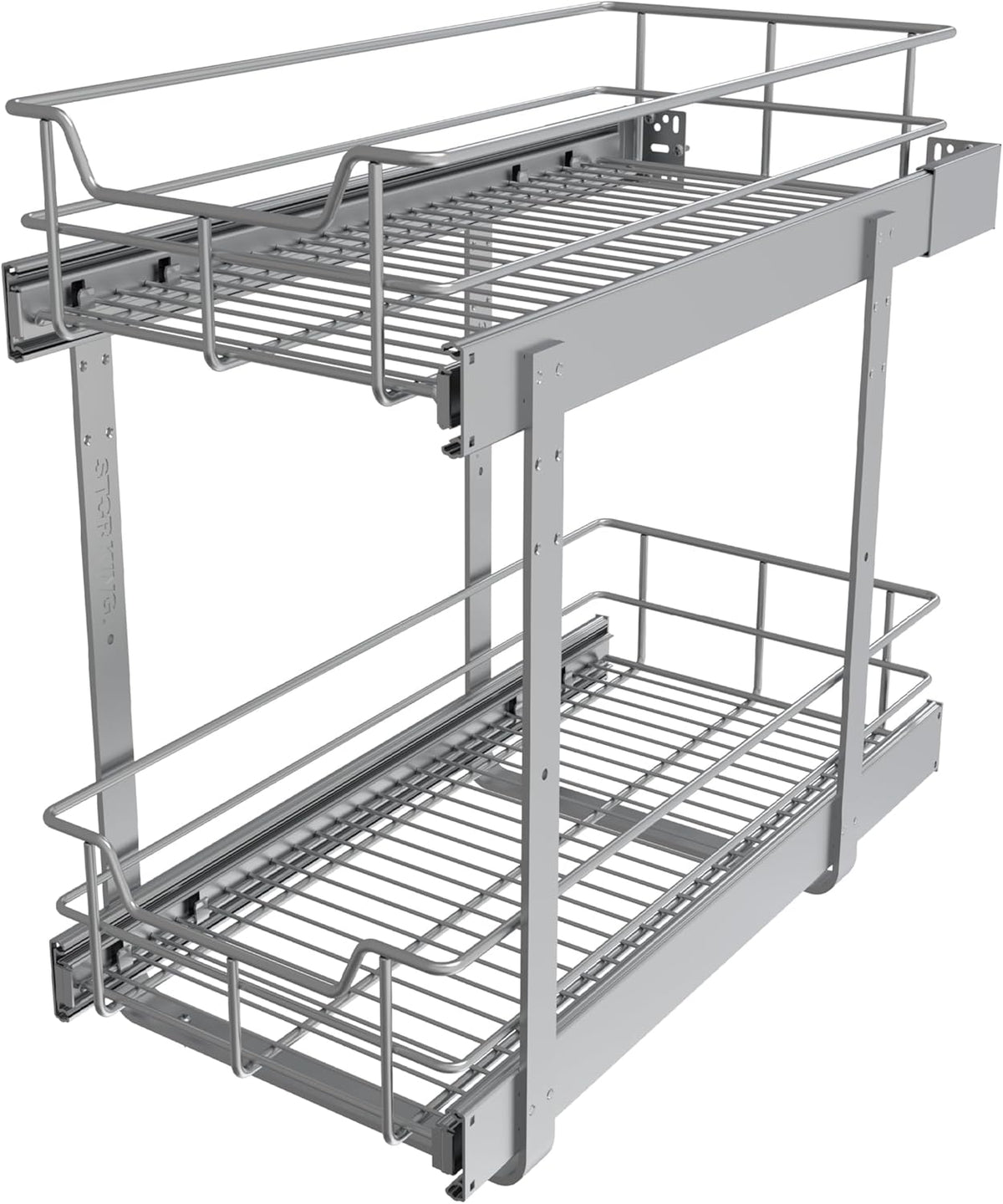 2 Tier Pull Out Cabinet Organizer 11" W X 17" D, Slide Out Drawers for Kitchen Cabinets, Pull Out Drawers for Cabinets Capacity Heavy Duty Caddy, Cabinet Pullout Shelves Chrome-Plated,Bathroom Pantry