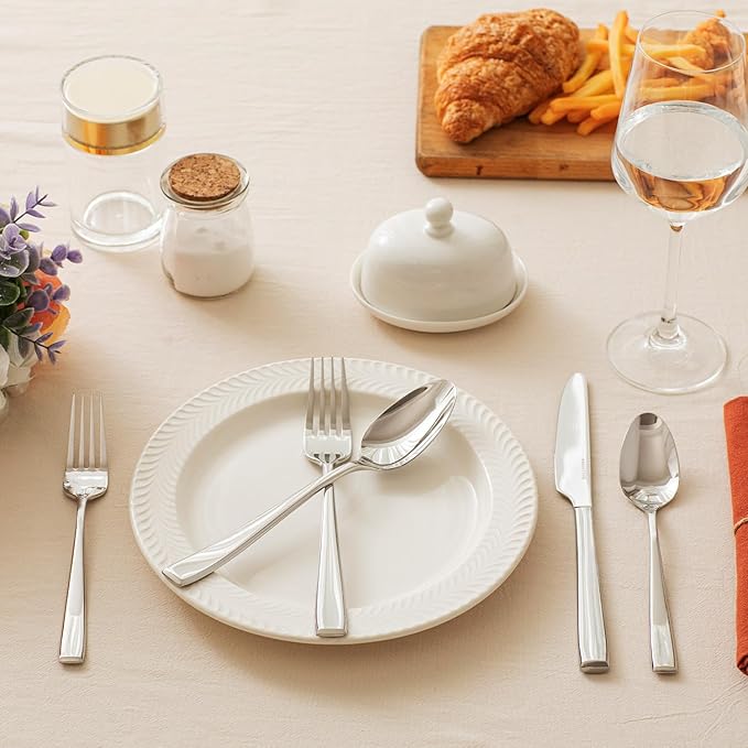 KINGSTONE Mirror Polish Silverware Set for 6, 30-Piece 18/10 Stainless Steel Flatware Set, Dishwasher Safe Cutlery Set for Wedding, Home, Restaurant, Knives Spoons and Forks Set