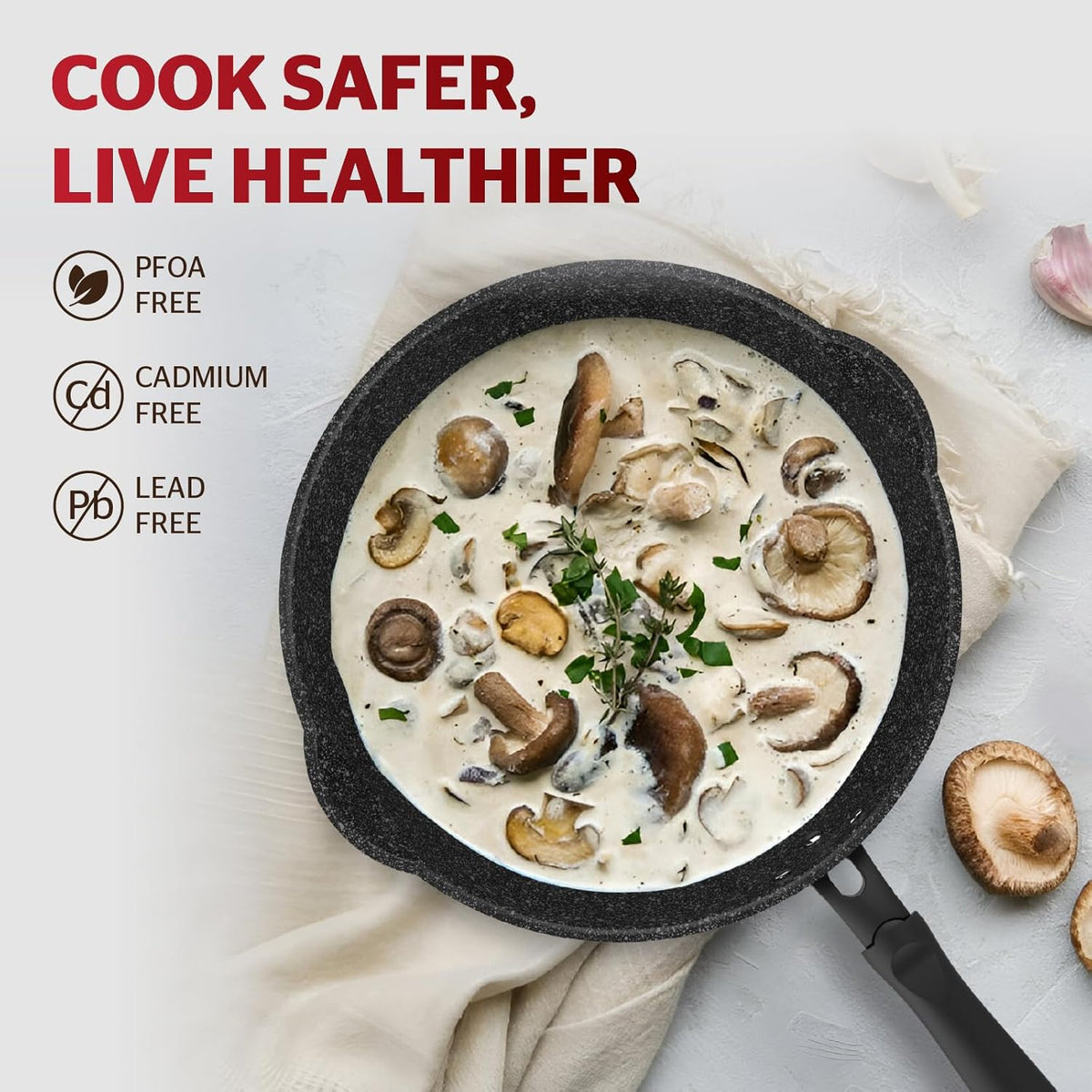 Sunhouse – 12 Inch / 30 cm Non-Stick Deep Frying Pan with Double Pour Spouts, 5-Layer Whitford Non-Stick Coating, PFOA-FREE, Stay-Cool Handle, Induction Compatible with All Cooktops