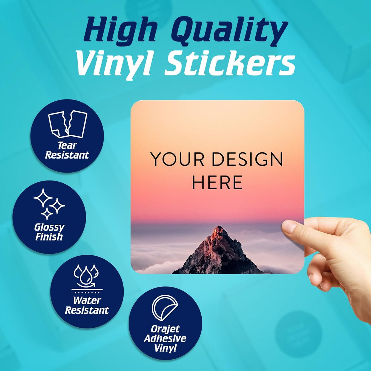 100 Custom Vinyl Stickers - Upload Your own Image, Text, Design, Logo - Personalized Logo Labels for Handmade, Packaging, Bottle, Jars, Candle, Brand Stickers (Foggy Valley, 6x6)
