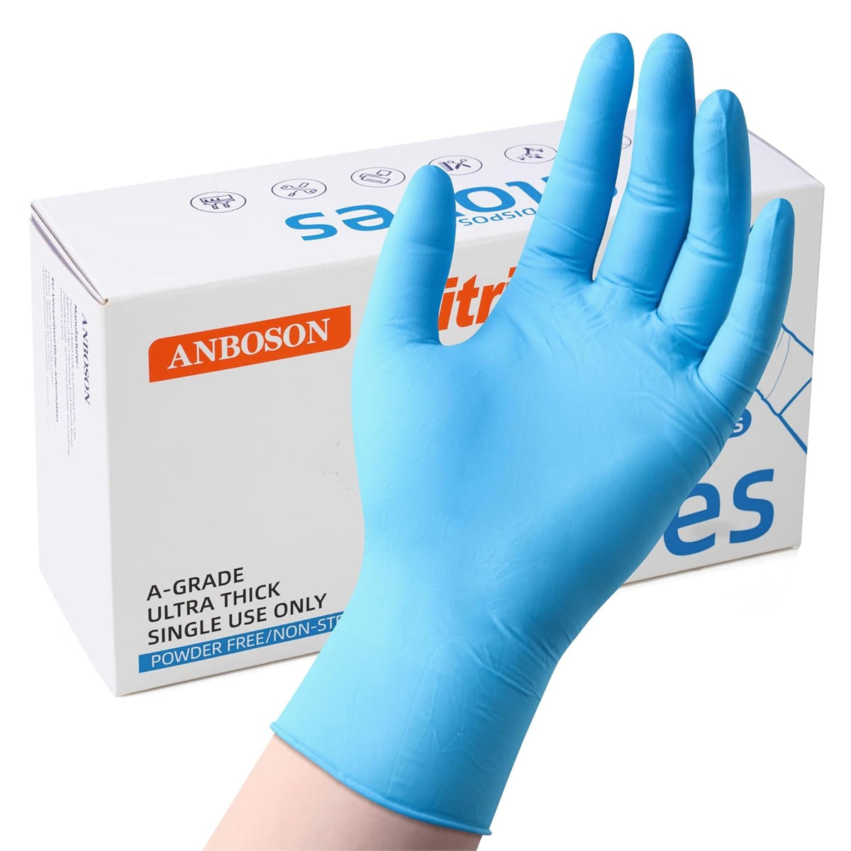 6 mil Disposable Nitrile Gloves, Heavy Duty Disposable Gloves, Cooking Glove, Latex Free, Powder Free (Blue of 100, Medium)