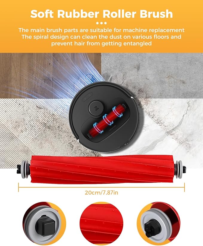Yivy 29PCS Replacement Kit for Roborock QV 35A/QV 35S/QR 598/QR 798 Robot Vacuum Cleaner.2 Main Brushes 6 Dust Bags 4 HEPA Filters 6 Side Brushes 8 Mop Pads 1 Tank Brush 1 Brush 1 Screwdriver