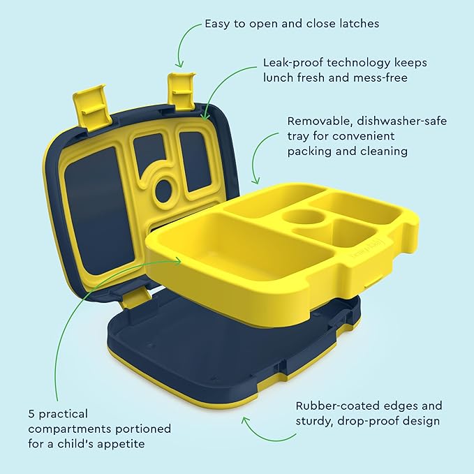 Bentgo Kids Prints Leak-Proof, 5-Compartment Bento-Style Kids Lunch Box - Ideal Portion Sizes for Ages 3-7, Durable, Drop-Proof, Dishwasher Safe, & PFAS & BPA-Free Materials (Space)