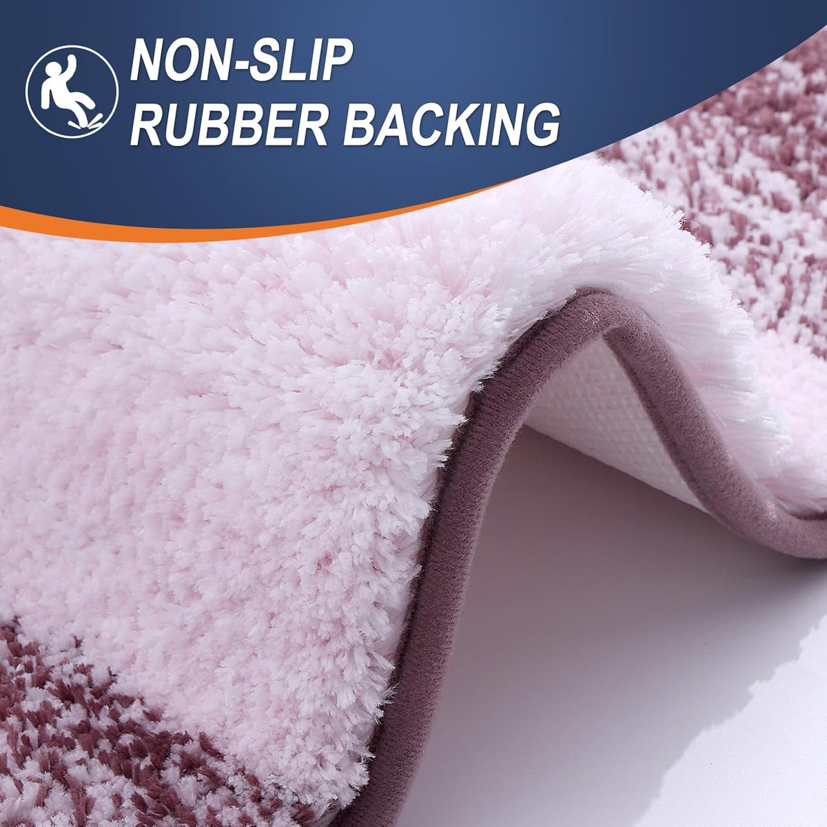 OLANLY Luxury Toilet Rugs U-Shaped 24x20, Extra Soft and Absorbent Microfiber Bathroom Rugs, Non-Slip Plush Shaggy Bath Mat, Machine Wash Dry, Contour Bathroom Mats for Toilet Base, Mauve