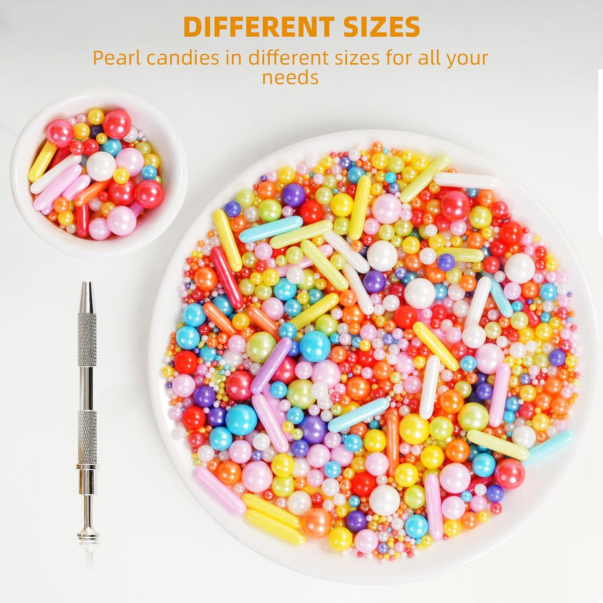 Kasvan Rainbow Mix Sugar Sprinkles - Edible Candy Pearls with 4-Claw Sprinkle Pen,118g/4.16 Oz, Gift Box Pack, Baking Cake Decorations, Ice Cream Toppings and Cookie Decorating (Rainbow)