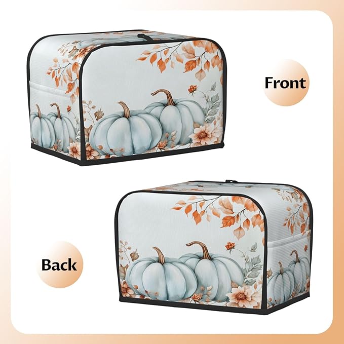 Toaster Cover 2 Slice Pumpkin Fall Leaf Thanksgiving Kitchen Small Appliance Covers with Pockets Dust and Fingerprint Protection