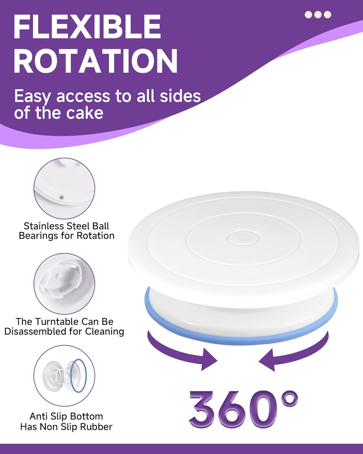 Boyun Cake Decorating Kit, 137pcs Cake Decorating Supplies With Cake Turntable For Decorating, Pastry Piping Bag, Russian Piping Tips Tools, Baking Supplies For Beginners