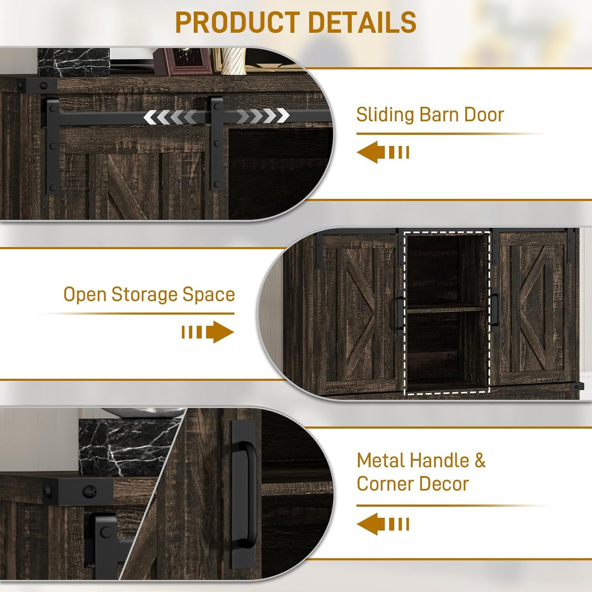 Cube Storage Organizer, Sliding Doors Coffee Bar Cabinet with Storage Farmhouse Sideboard Buffet Cabinet with Adjustable Shelves Coffee Bar for Kitchen Home Office Dining Room