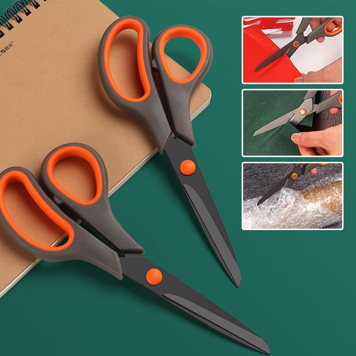 24 Pack Titanium Scissors, Rkqoa 8" All Purpose Scissor Bulk - 2.5mm Thick Sharp Scissors for Office School Sewing Craft Supplies, Classroom Must have, Teacher/Class Shears, Right/Left Handles